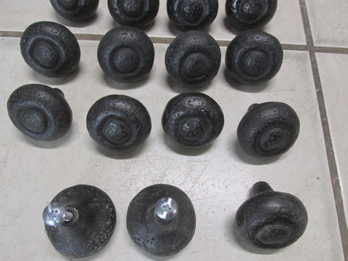 {Lot of 19} Hammered Dark Black Iron Cabinet Knobs - Picture 3 of 4