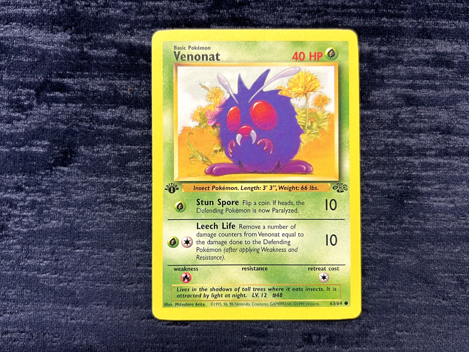 Venonat 63/64 1st Edition Jungle Common Pokemon Card NM/LP