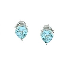925 Sterling Silver Blue CZ Stone Stud Earring Heart Shape Handmade Jewelry