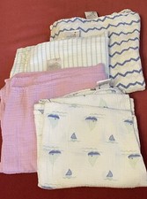 Aden  Anais 4 Baby Swaddle Muslin Blankets Lavender Green Blue White Sailboats