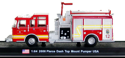 Pierce Dash Top Mount Pumper 2006 American Fire Truck Model Diecast Amercom 1:64