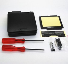 GBA SP Game Boy Advance SP Replacement Housing Shell Screen Lens Onyx Black USA 