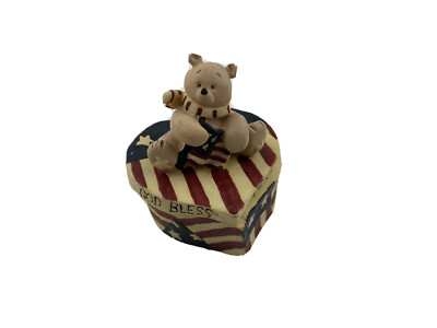 Patriotic Bear America Heart Jewelry Decor Box Decoration  July 4th Independence