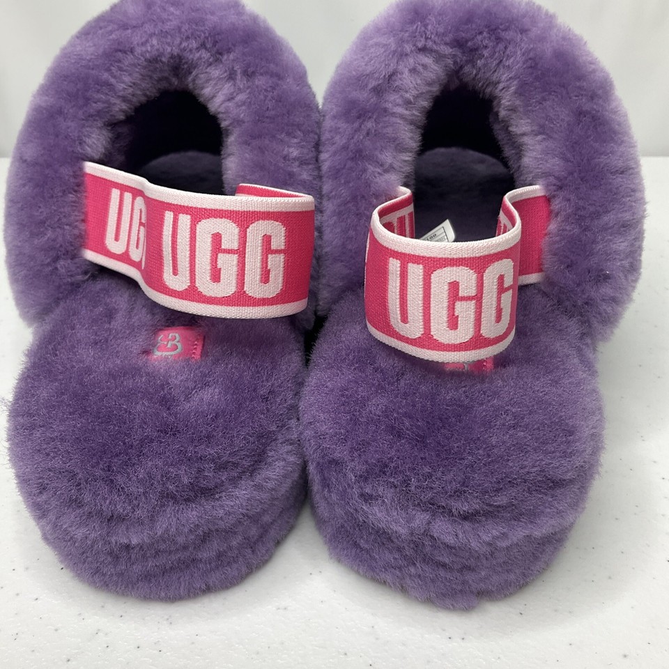 UGG Fluff Yeah Slides Slippers Shoes Sheepskin Purple Sandals 1097169