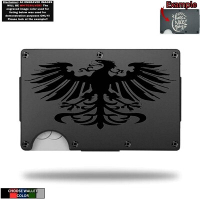 Eagle Displayed Laser Engraved Onto An Metal Wallet