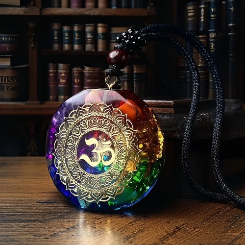 Rainbow Orgonite Gemstone Pendant Healing Meditation Lucky Amulet Necklace Gift