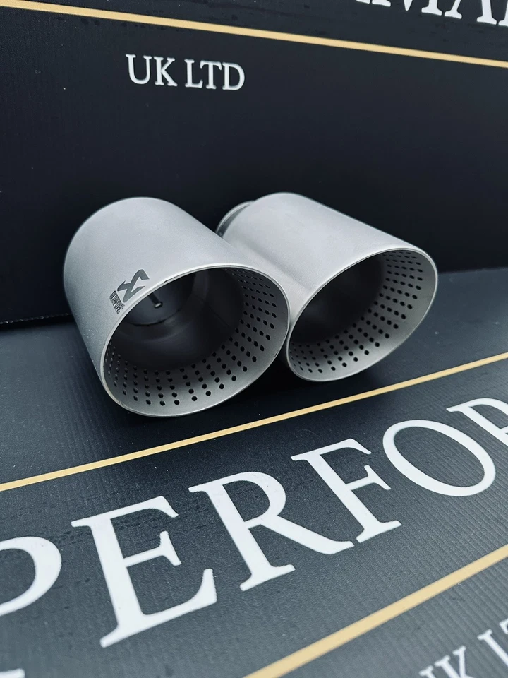 4” STAINLESS STEEL SAND BLASTED AKRAPOVIC EXHAUST TIPS VW GOLF R MK7 7.5 MK8 8.5 - Image 4 of 4
