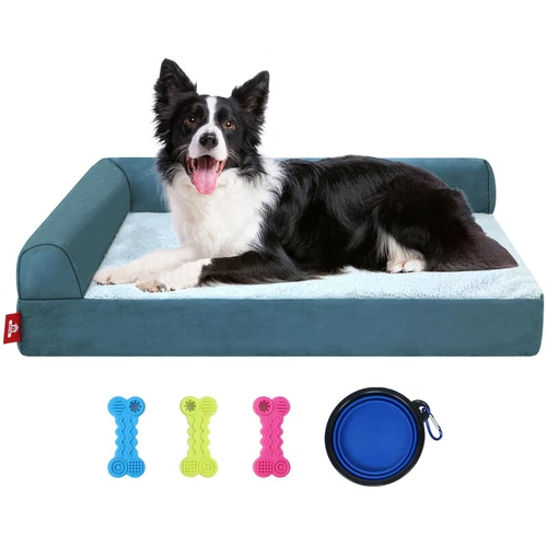 Removable Soft Dog Bed L Shaped Orthopedic Soft Memory Foam Pet Beds Couch Cover - Picture 12 of 29