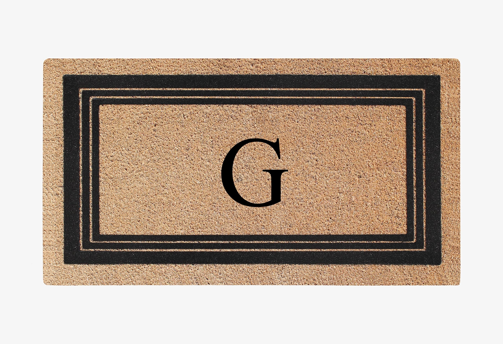 A1HC Natural Coir Flock Monogrammed Door Mat for Front Door, Anti-Shed Treate...