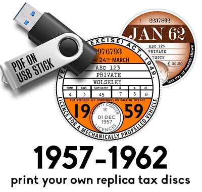 REPLIKA REPRO STRASSENSTEUER DISCS 1957-1962 Drucken Sie selbst | PDF auf USB