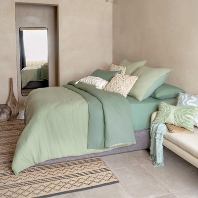 Salvia 1 Piece Green 100% Cotton Muslin Texture Cool Duvet Cover