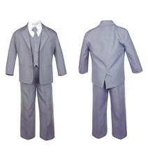 5pc Baby Toddler Infant Boy Teen Formal Party Event Suit Tux Medium Gray Sm-20