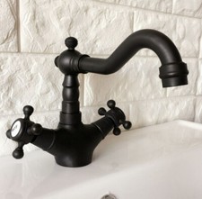Oil Rubbed Bronze Bathroom Swivel Spout Dual Cross Handles Sink Basin Faucet