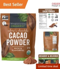 Organic Cacao Powder Unsweetened 1lb  Gluten-Free for Baking Smoothies