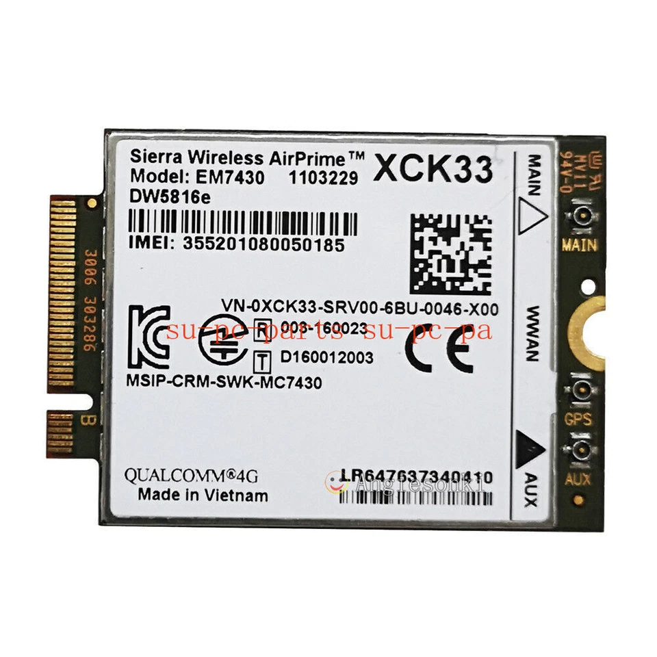 Dell DW5816e Snapdragon X7 LTE XCK33/PKWT8 Sierra EM7430 3G 4G WWAN Card Module - Image 2 of 4