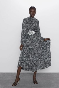 black & white midi dress