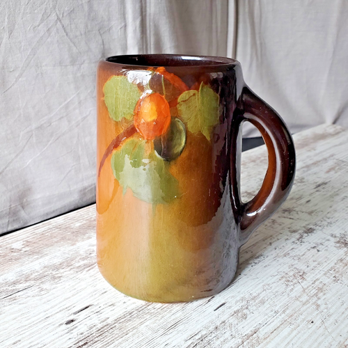 Antiker Louwelsa Weller Kunstkeramik Becher #562 Pflaumen handbemalt 19-20. Jh. - Bild 1 von 14