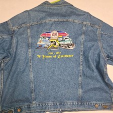 Vintage 90s GM EMD Locomotives Denim Jacket 75 Years 1922-1997 USA Made XXXL