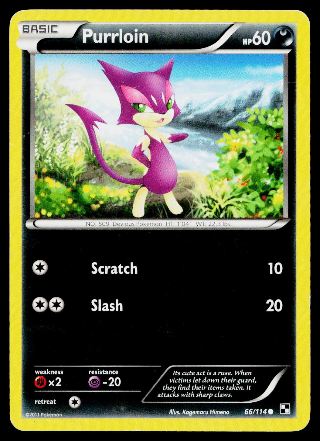 Purrloin 66/114 Common Black & White Pokemon Heavily Played