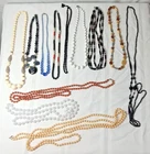 Vintage Bead Necklaces Lot of 12 Chunky Faux Pearls Black Blue Costume Jewelry