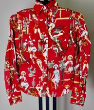 Rockmount Ranch Wear Tru-West Pin-Up Cowgirl Western Shirt Medium Red Cotton USA