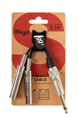 Stagg Mono Klinke Stecker auf Dual Mono Klinke Buchse Y-Adapter Kabel (10cm)
