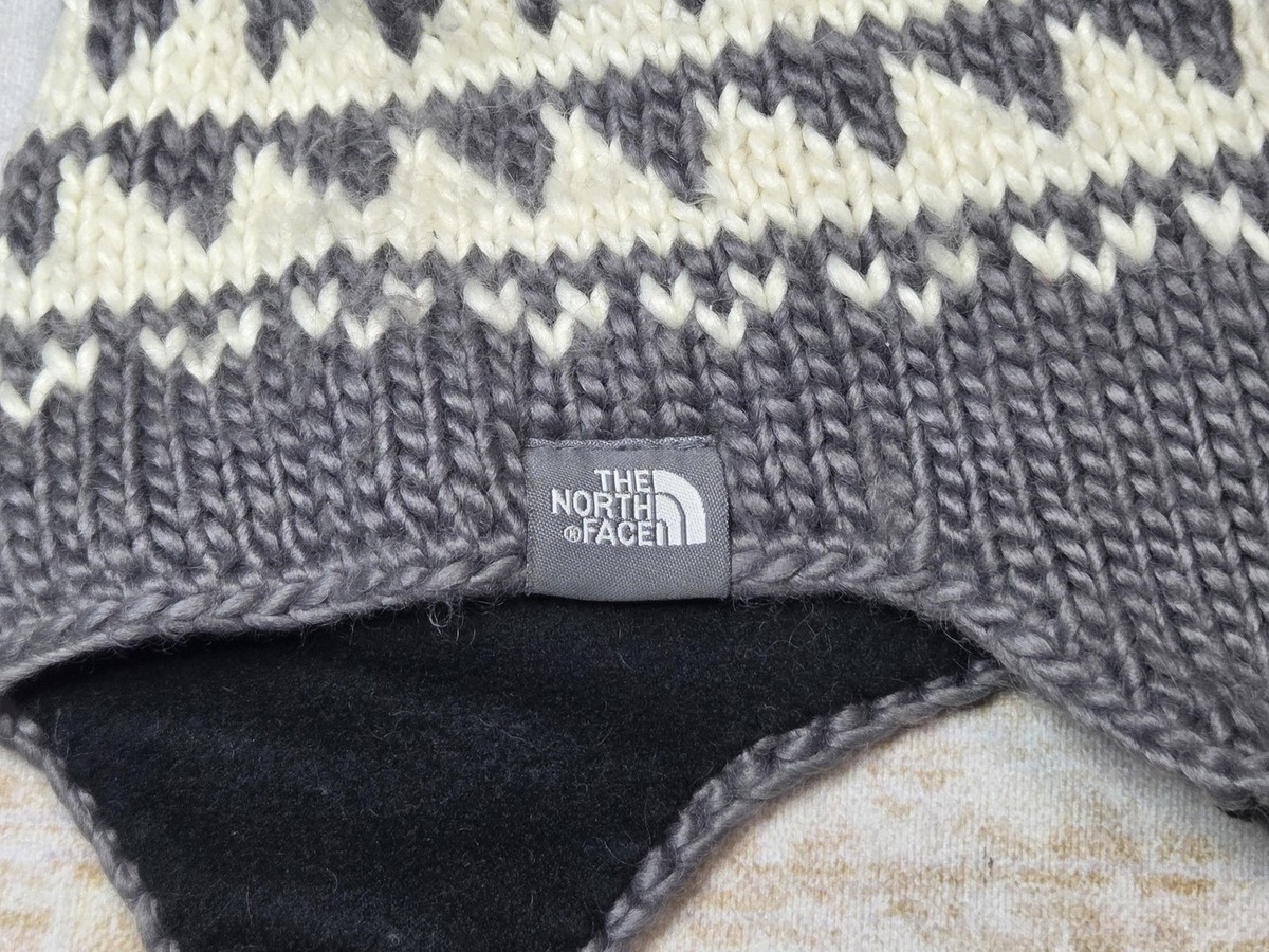 The North Face Hat Trapper Knit One Size Gray Fair Isle Ear Flap