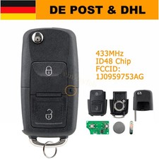 433MHz Funk Schlüssel ID48 für VW Golf 4 IV Bora Polo Skoda Seat 1J0959753AG