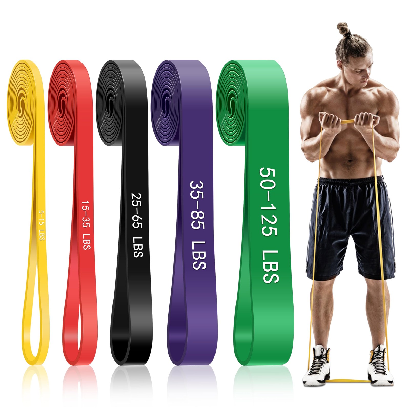 , 5-level Resistance Bands For Working Out, Pull Up B...