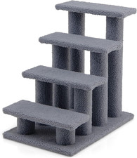 Pet Stairs for Cats and Dogs, 4-Step Carpeted Ladder Ramp Cat Climber Cat Scratc