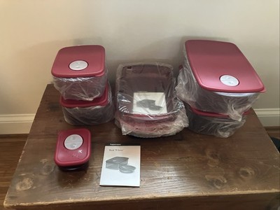 Tupperware Rock N Serve Lot Ruby Red 3384 3387 3361 3380 6 1/4C 1C 6C 3 3/4Qt