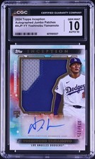 Yoshinobu Yamamoto 2024 Topps Inception Jumbo Patch RC Auto /125 CGC 10 (dual)