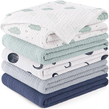 Muslin Cloths for Baby, 100% Cotton Baby Muslin Squares Cloths for Newborn Boy a
