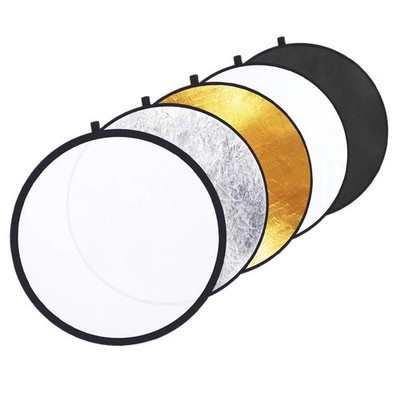 42'' 5 in 1 Collapsible Round Reflector - Silver/Gold/BK/WT/Translucent + Bag