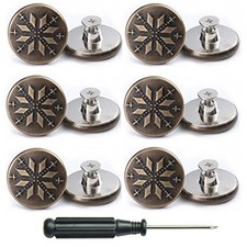 12 PCS Replacement Jean Button No Sew Screw Buttons, 20mm Removable Snow