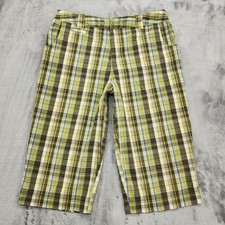 Vintage White Stag Pants Womens 8 Green Plaid High Rise Crop Skimmer Stretch