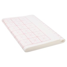 100Pcs Xuan Paper with 2" Grid Half Raw Ripe Xuan, White Paper Red Line