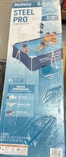 Bestway Steel Pro 13 Foot x 32 Inch Rectangular Above Ground Swimming Pool, Blue