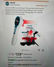 Norelie RedRevive Cold Laser Therapy Wand with Stand  Conductive Gel NEW.