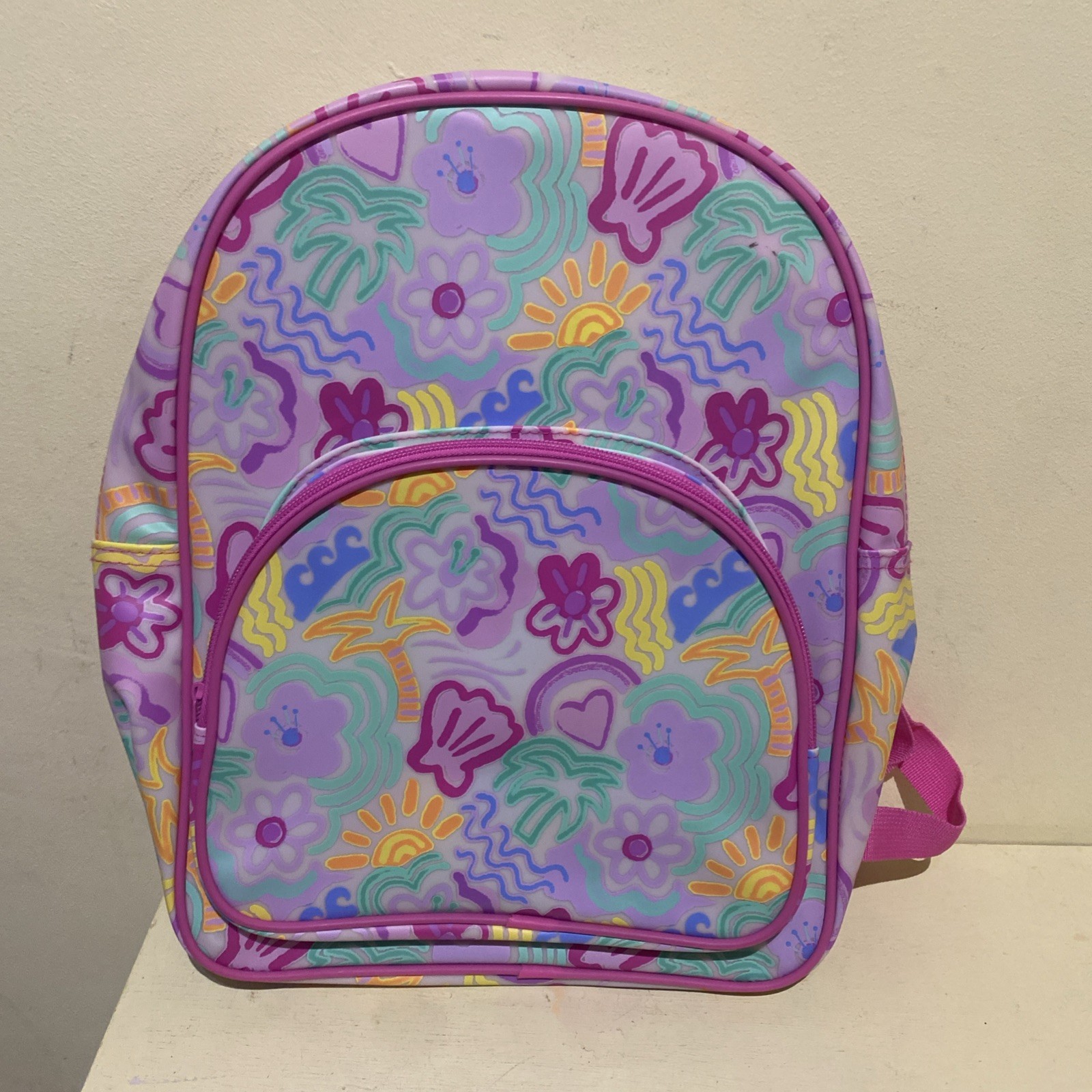 George Backpack Rucksack School Pink Plastic Flowers