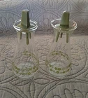 VTG Pyrex/Corelle 'Spring Blossom Green' Salt & Pepper Shakers W/ Plastic Lids