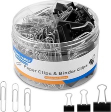 Paper Clips  Binder Clips, 340 PCS, Assorted Sizes, Silver  Black, Metal