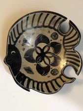 VTG HAND ETCHED SOAPSTONE FISH TRINKET DISH BOWL KENYA 7.75”X8” Great Cond.
