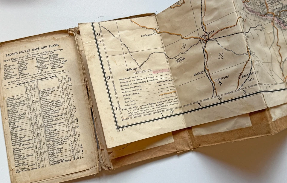 Mapa y guía del condado de Somerset de Bacon de 1892, mostrando Danger Hills, grabado [33321] Foto 3 de 4