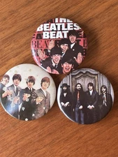 XMAS Gift 3 Vintage 1960s THE BEATLES 1" Promo Pins Button Beat Abbey Road