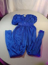 Vintage 90s Jumpsuit 1990s Blue Alicia Formal Evening Jumpsuit Size 7/8