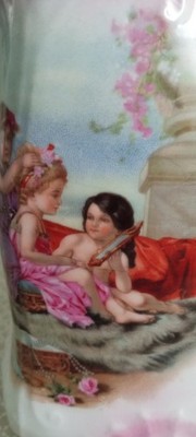 7'' Victorian Porcelain Pitcher Ancient Greece Child Goddess Toilette Cupid Maid 