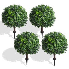 XUXDUHY 25 Inch Artificial Boxwood Topiary Ball Trees Set 25 Inch, K- Green