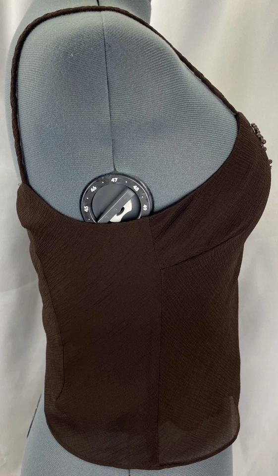 JONES WEAR Women's 10 Braided Spaghetti Straps Beaded Lined Fitted Blouse Tank - Image 2 of 4