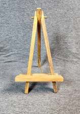 Vintage 1970's Oak Wooden & Brass Easel Picture Stand, Art Display, Plate Stand